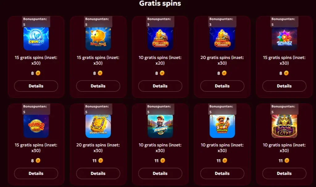 Spinobon Casino gratis spins aanbiedingen met verschillende slots en inzetvoorwaarden
