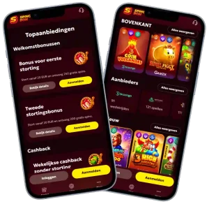 Spinobon Casino mobiele app interface met bonussen slots en spelaanbod